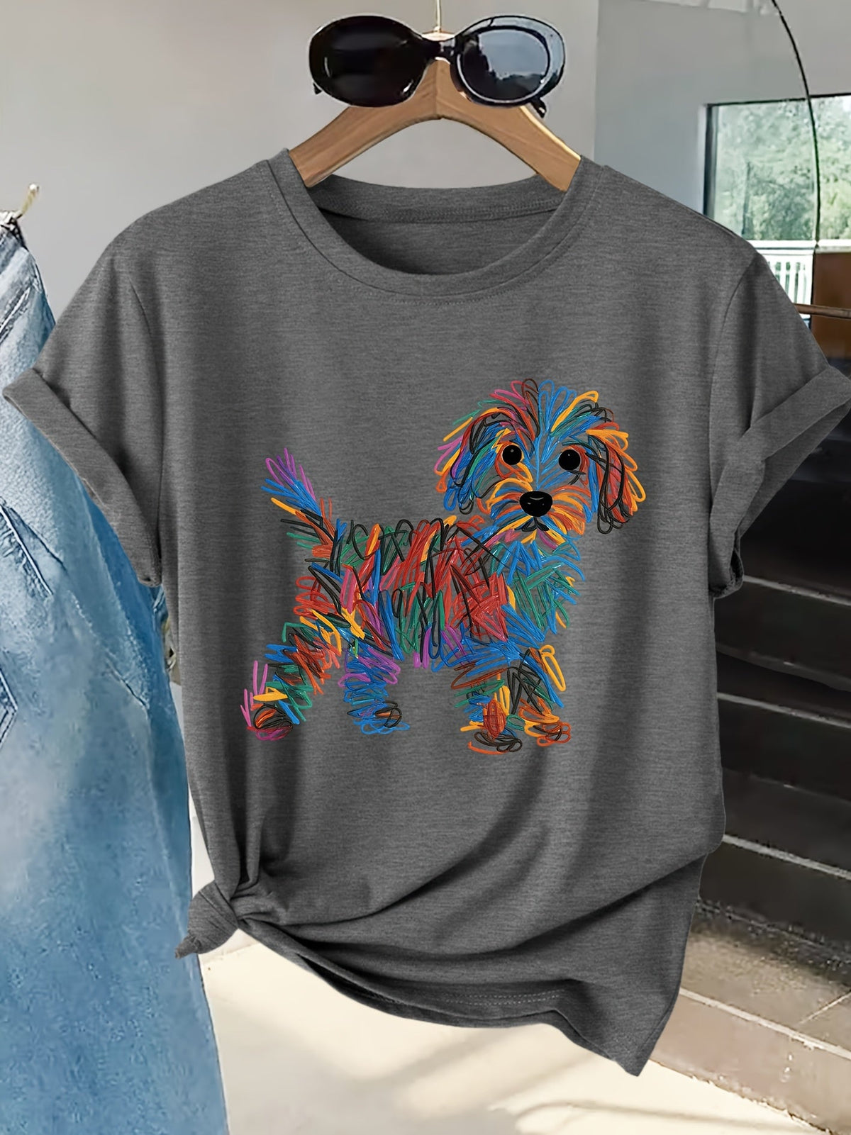 kora™ | Colourful Dog Print Tee