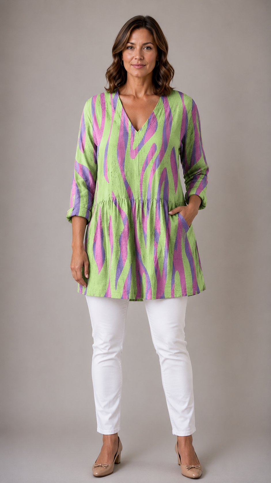 Dianne™ - Long Blouse with V-Neck