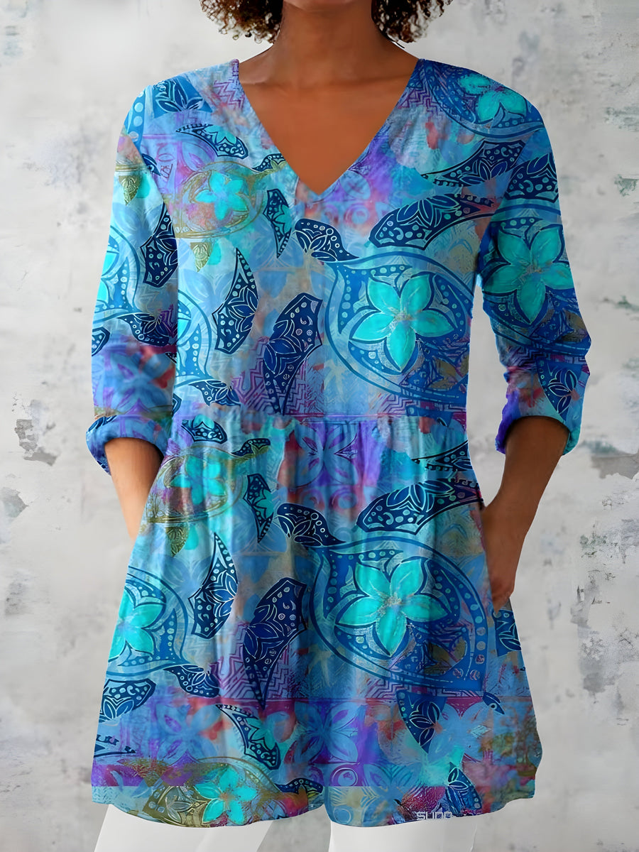 Ariana™ - Long Blouse with V-Neck