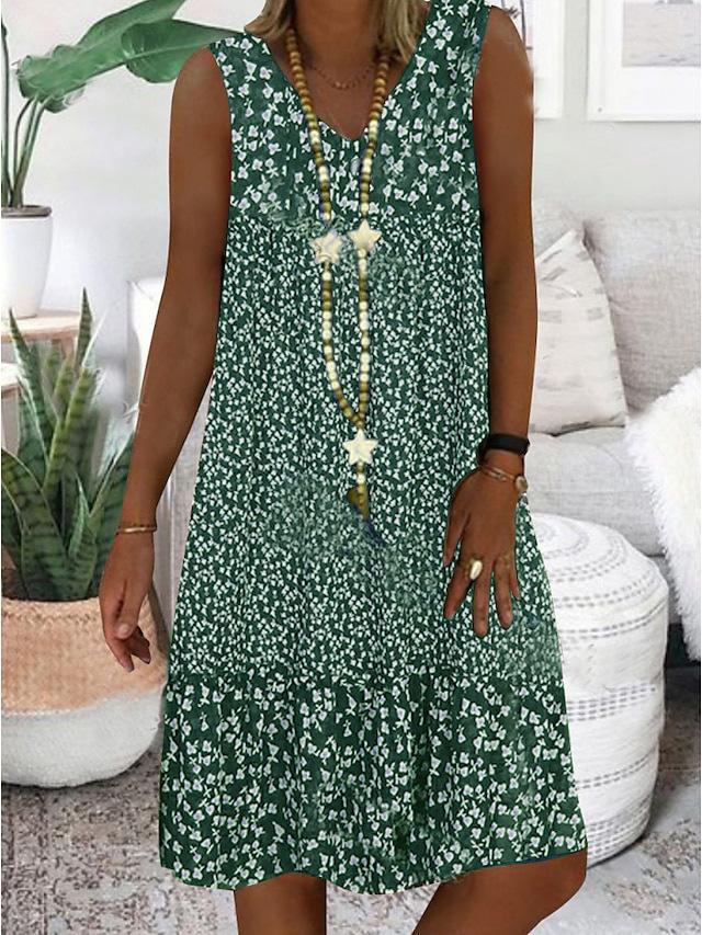 Eleanor™ - Sleeveless Floral V-Neck Dress
