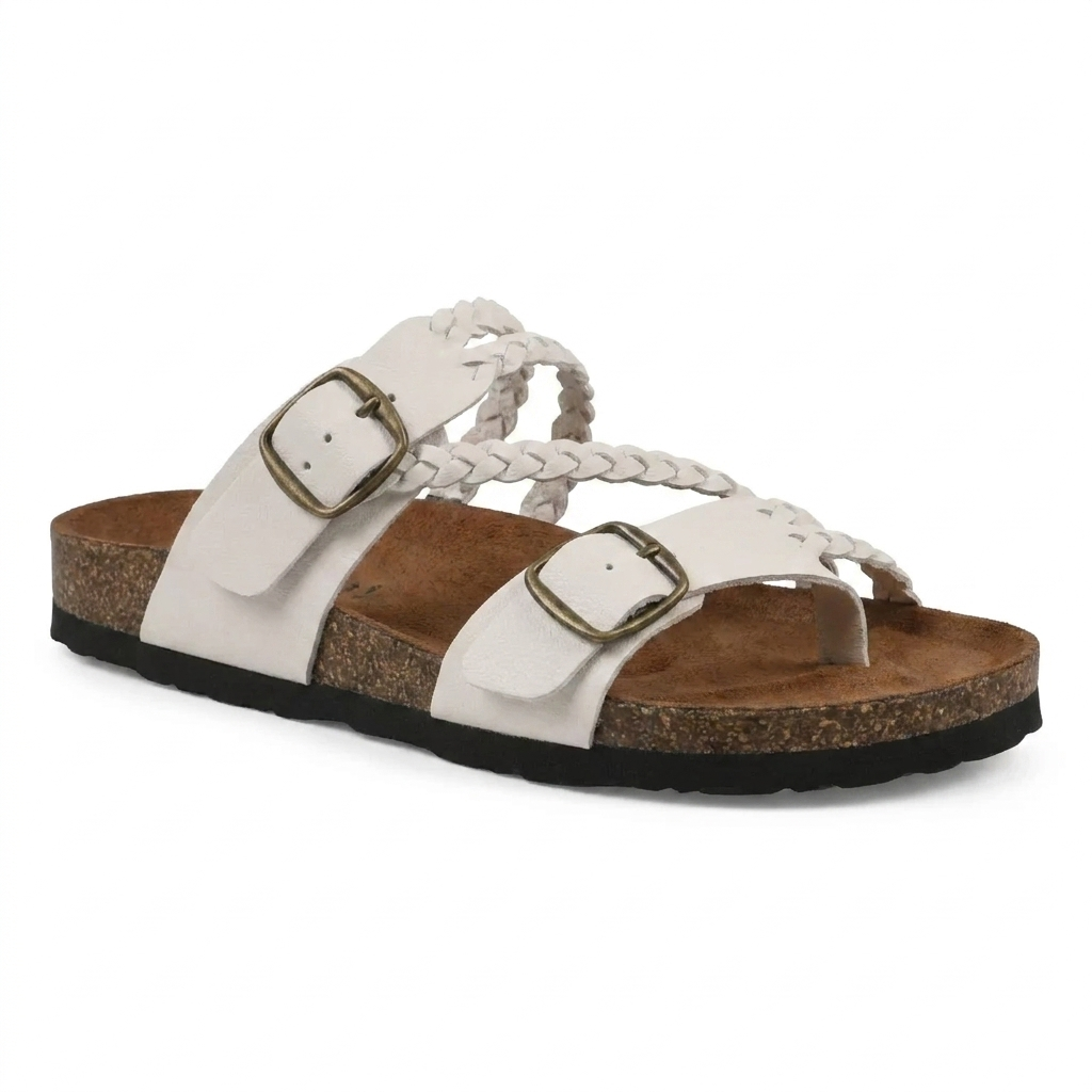 Katey™ - Braided Cork Orthopaedic Sandals – Double Buckles