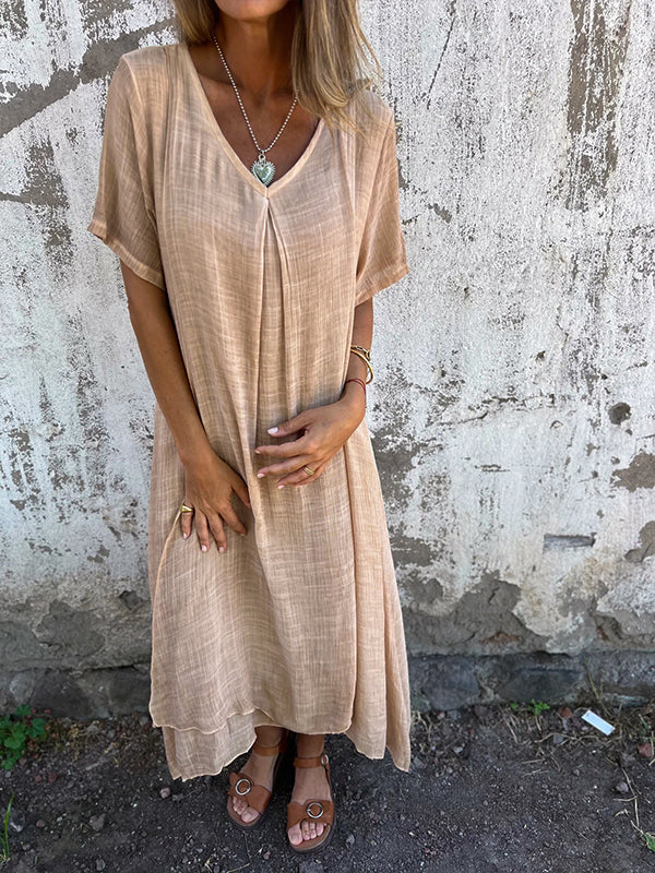 Nancy™ - Loose V-Neck Dress