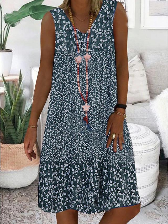 Eleanor™ - Sleeveless Floral V-Neck Dress