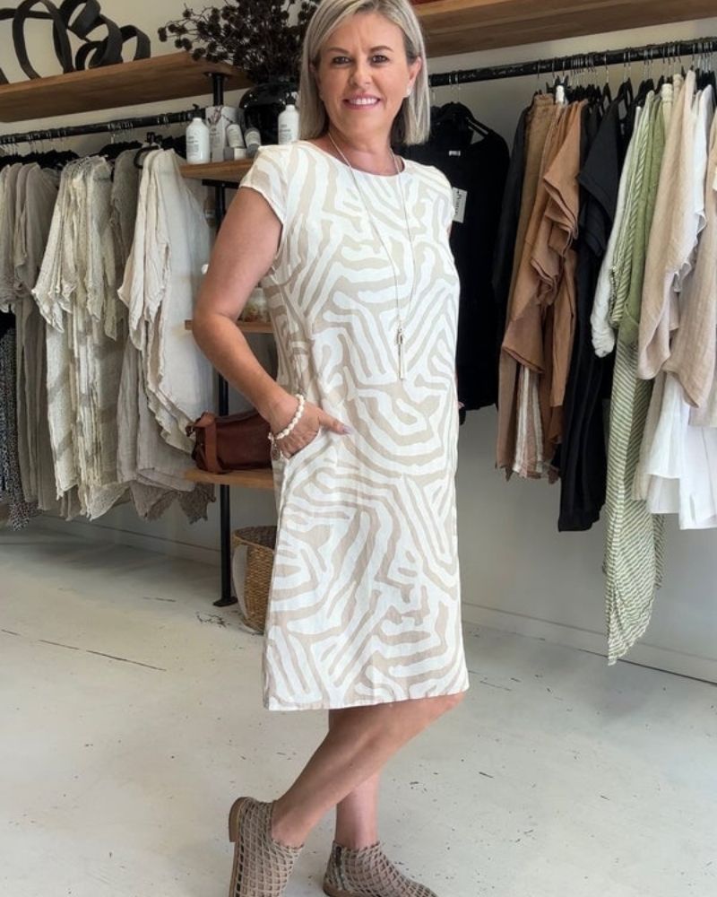 Kimberley™ - Summer Dress with Round Neck and Beautiful Print