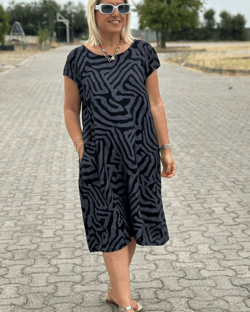 Kimberley™ - Summer Dress with Round Neck and Beautiful Print