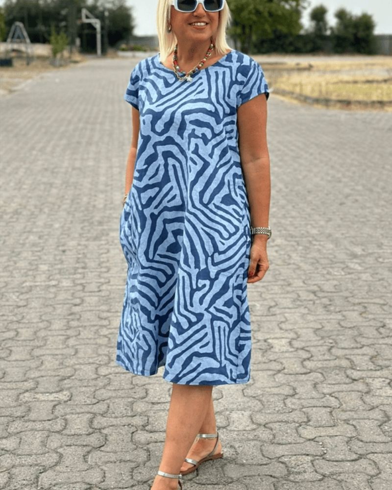 Kimberley™ - Summer Dress with Round Neck and Beautiful Print