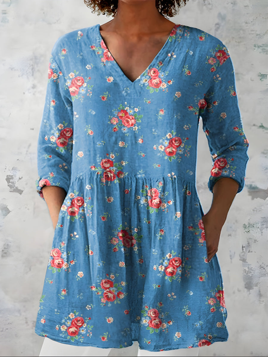 Cindy™ - Long Blouse with V-Neck