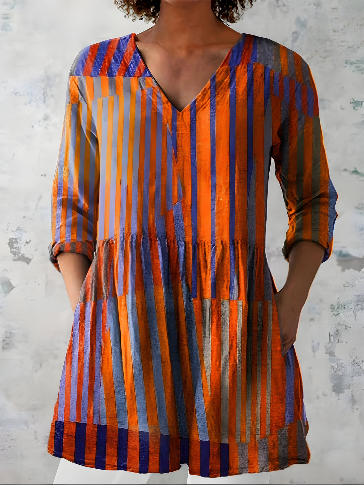 Deanna™ - Long Blouse with V-Neck