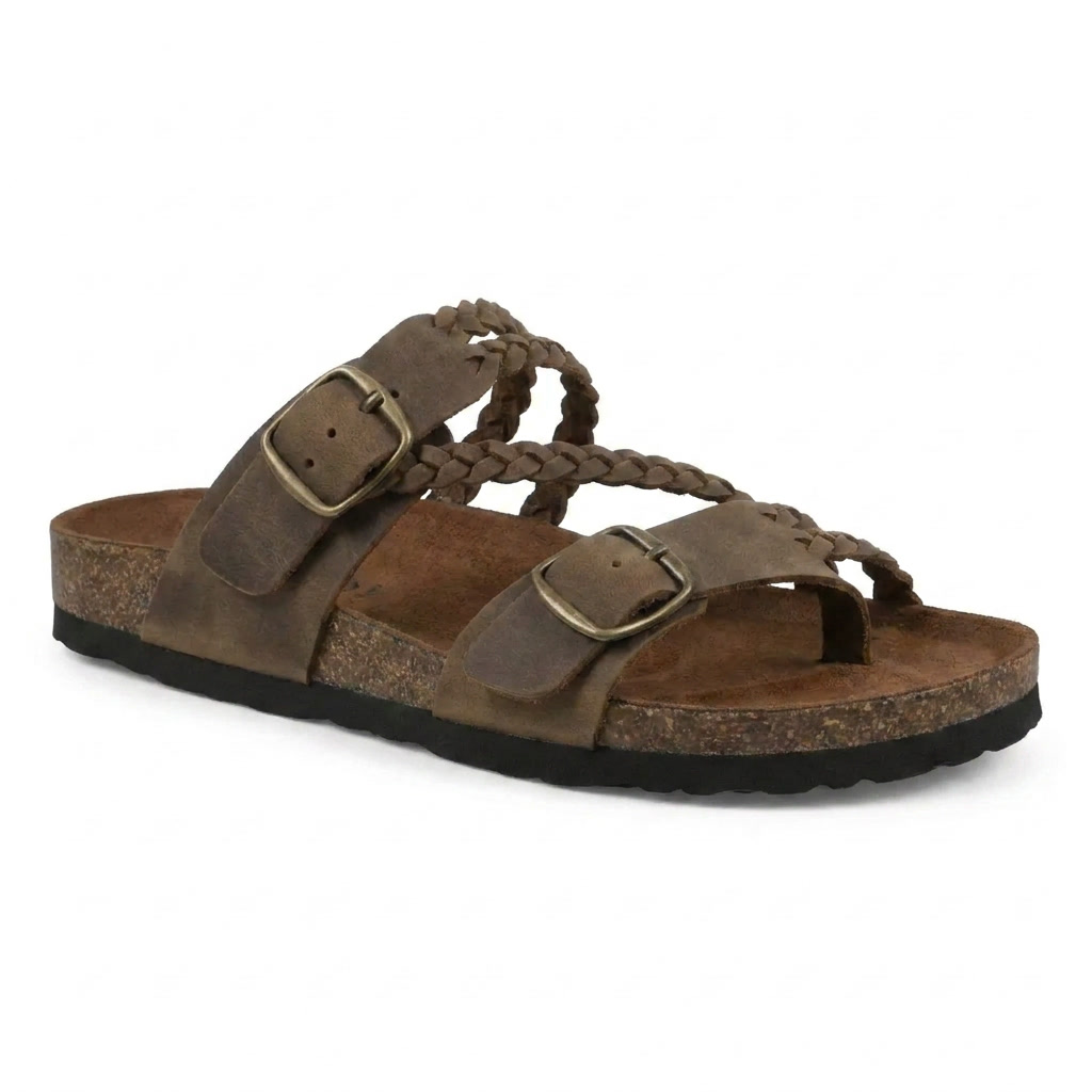 Katey™ - Braided Cork Orthopaedic Sandals – Double Buckles