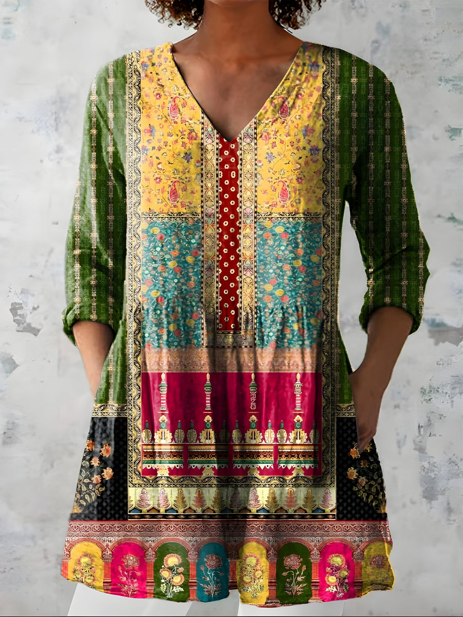 Beth™ - Long Blouse with V-Neck