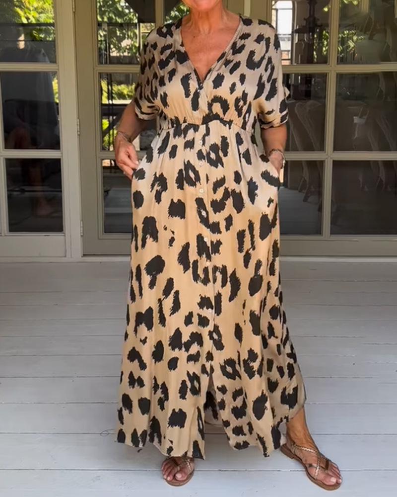Emmy™ - Casual Leopard Maxi Dress