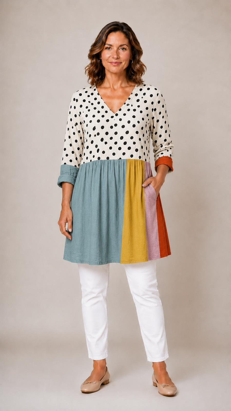 Debbie™ - Long Blouse with V-Neck