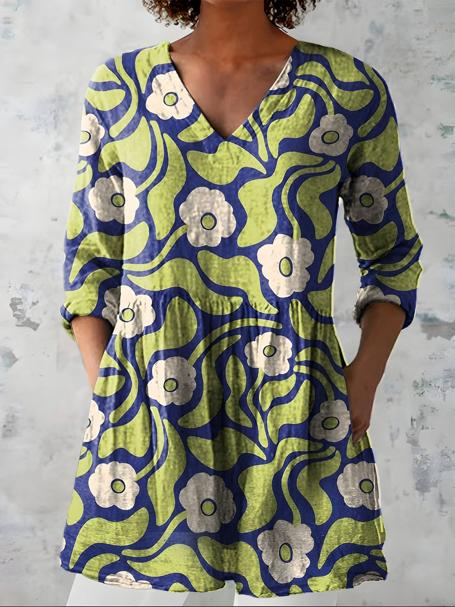 Dominique™ - Long Blouse with V-Neck