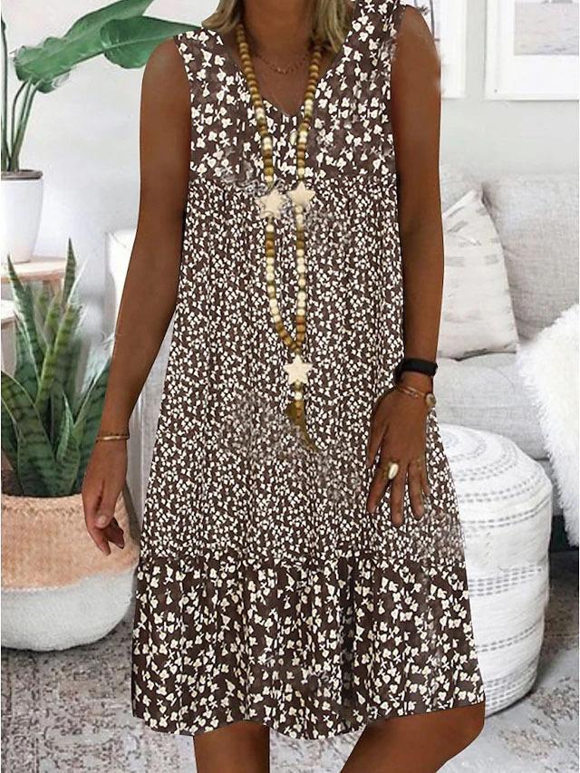 Eleanor™ - Sleeveless Floral V-Neck Dress