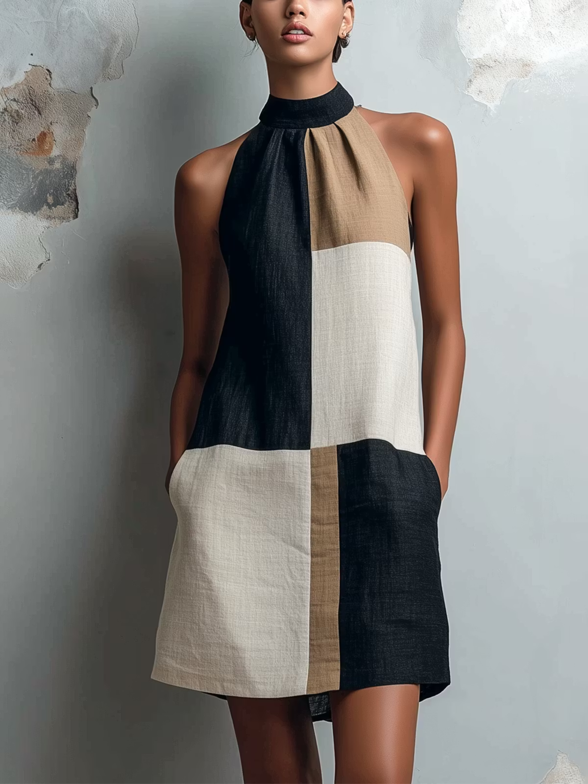 Charlotte™ | Colorblock Halter Mini Dress
