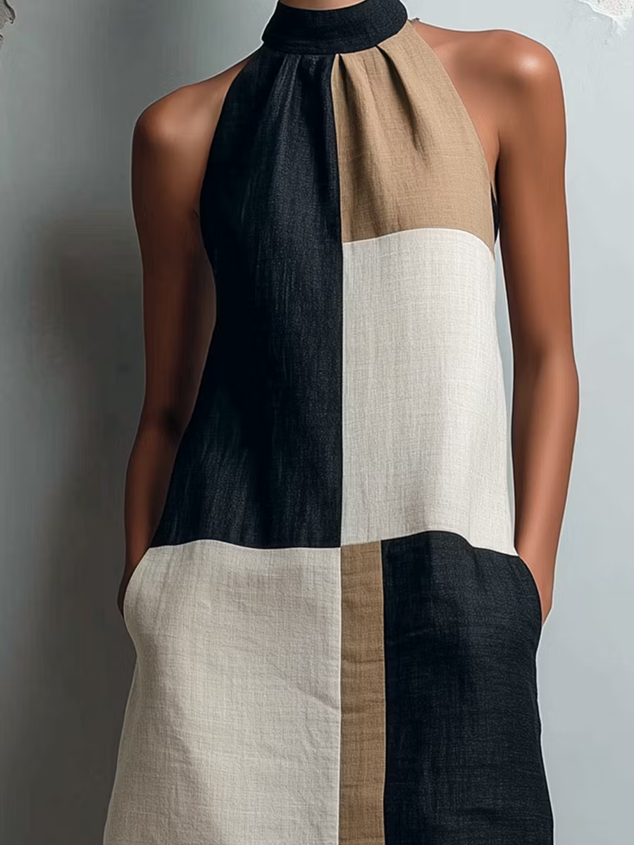 Charlotte™ | Colorblock Halter Mini Dress