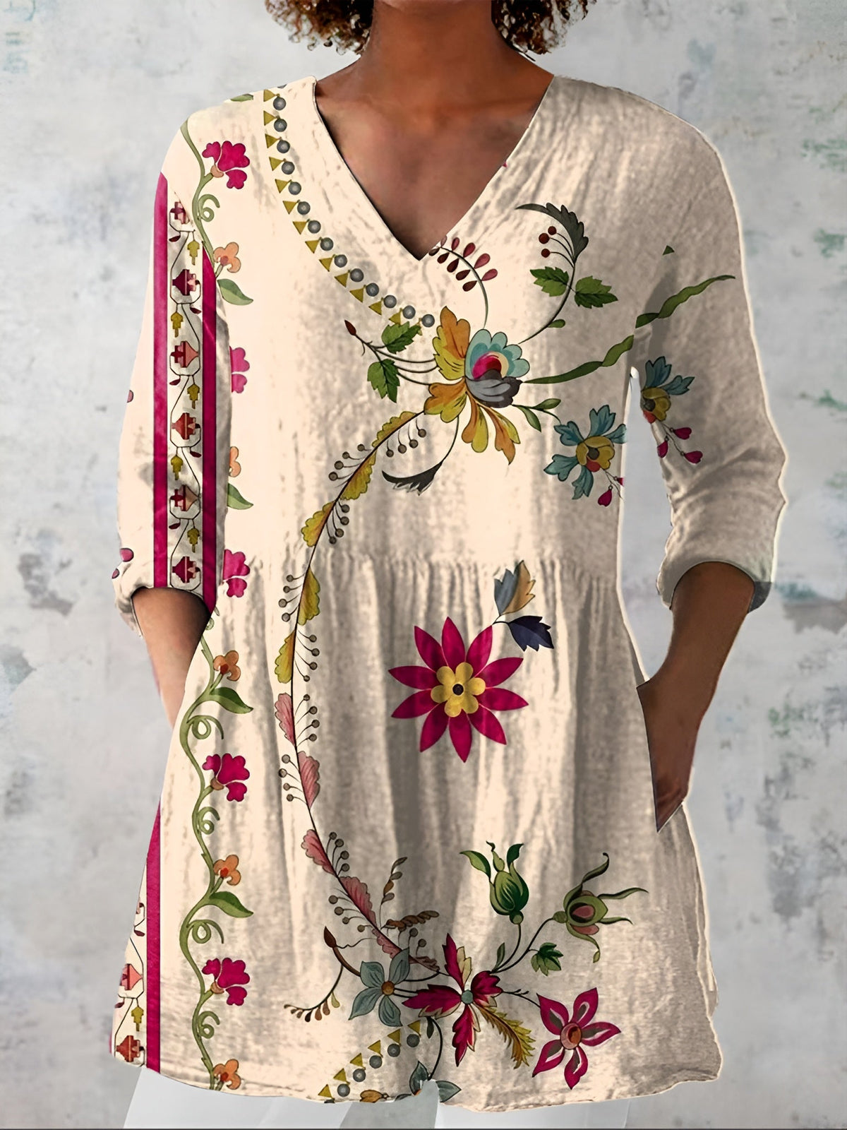 Georgette™ - Long Blouse with V-Neck