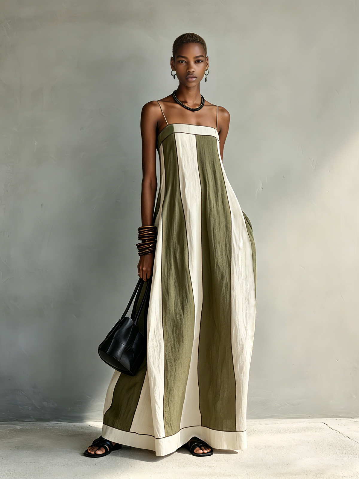 Megan™ - Casual Blue Cotton-linen Sleeveless Camisole Maxi Dress