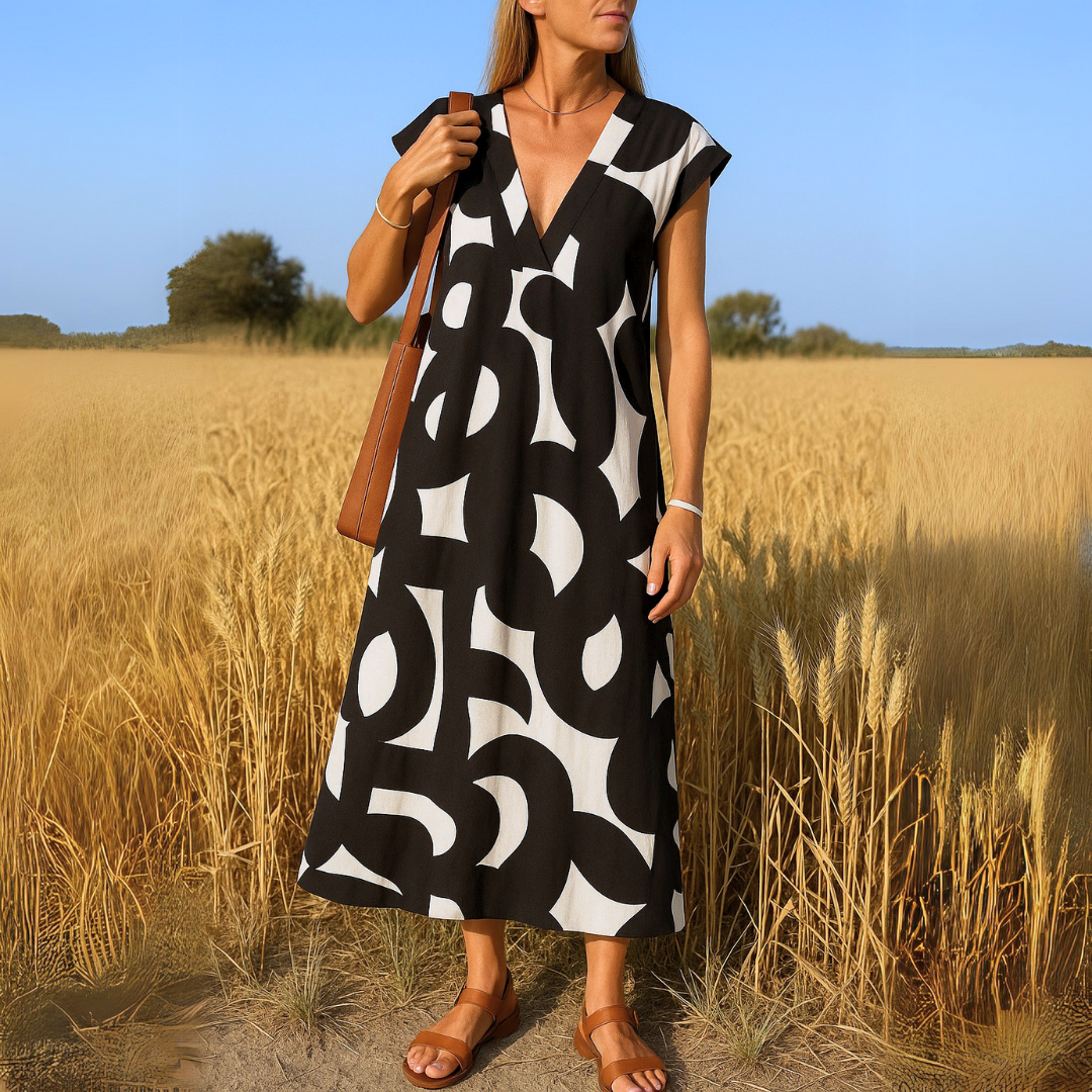 Sabine™ - Lightweight Floral V-Neck Dress with Flattering Fit