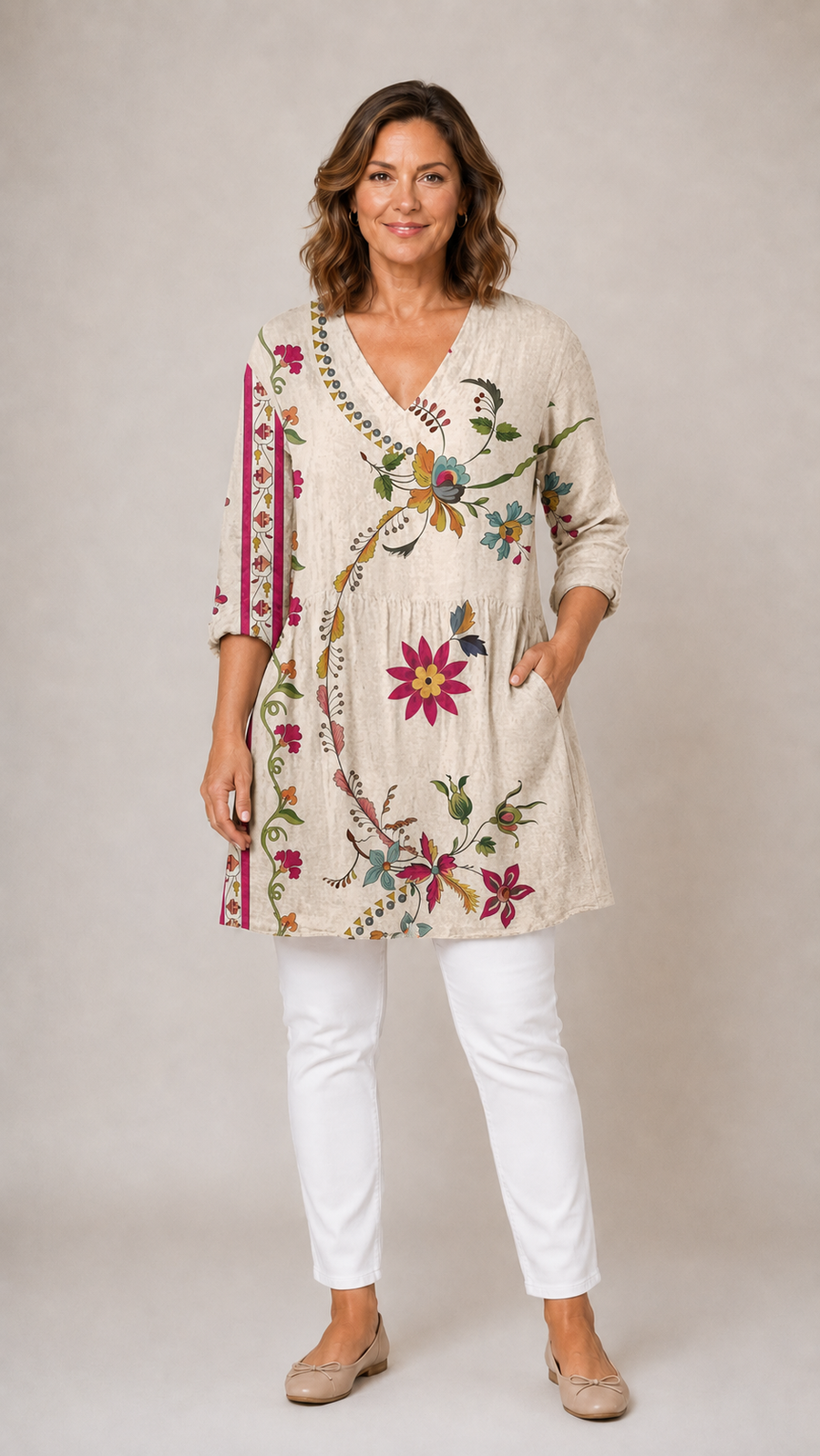 Georgette™ - Long Blouse with V-Neck