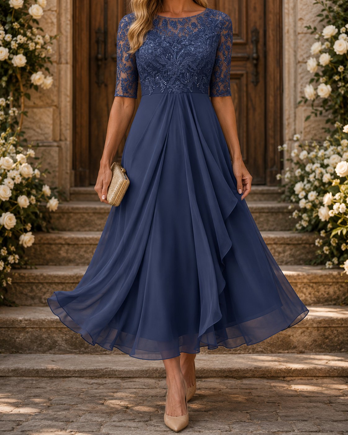Amelia™ – The Flattering Lace Midi Dress