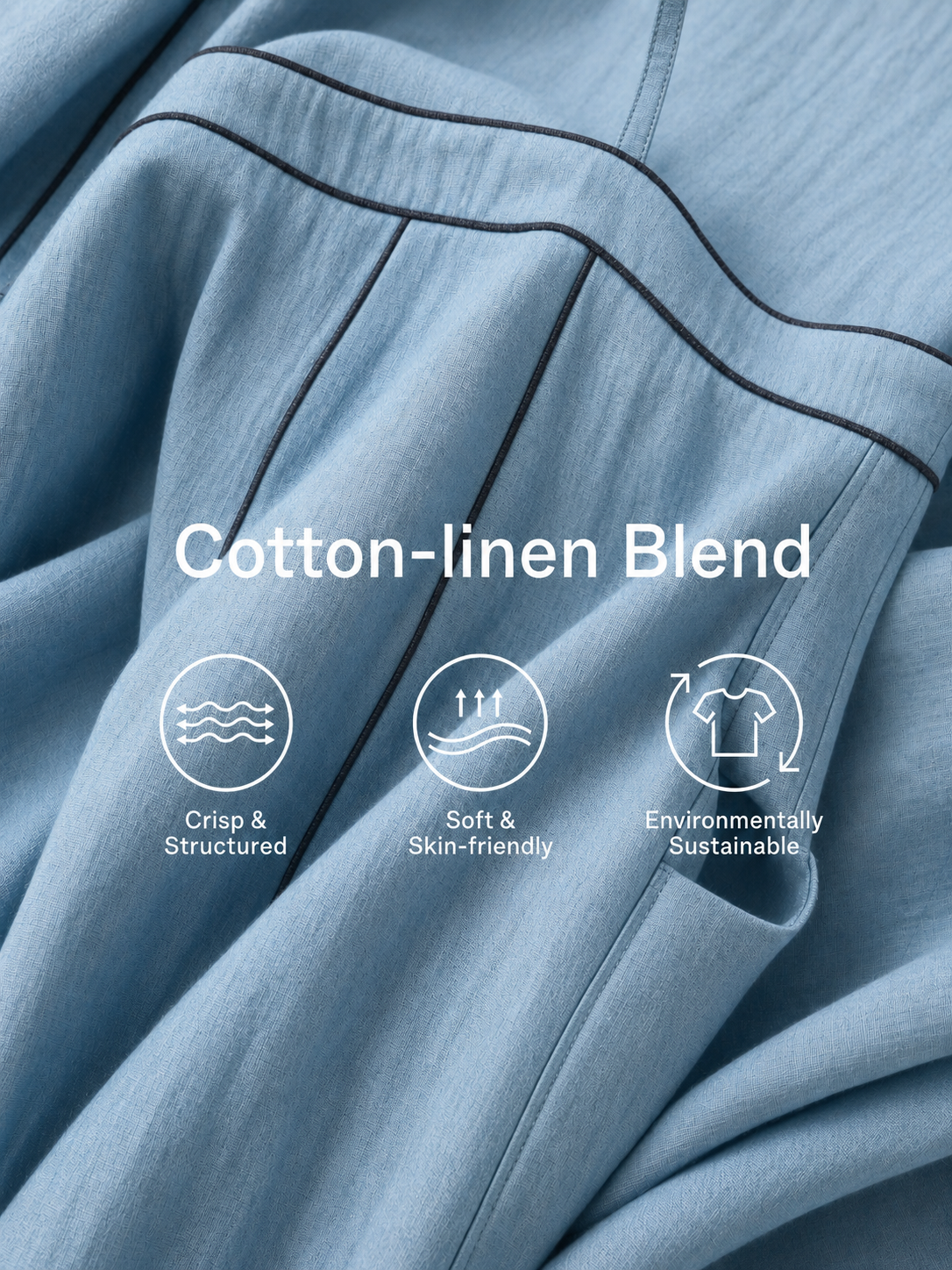 Megan™ - Casual Blue Cotton-linen Sleeveless Camisole Maxi Dress