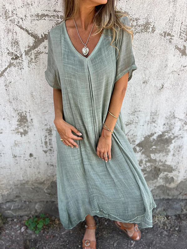 Nancy™ - Loose V-Neck Dress