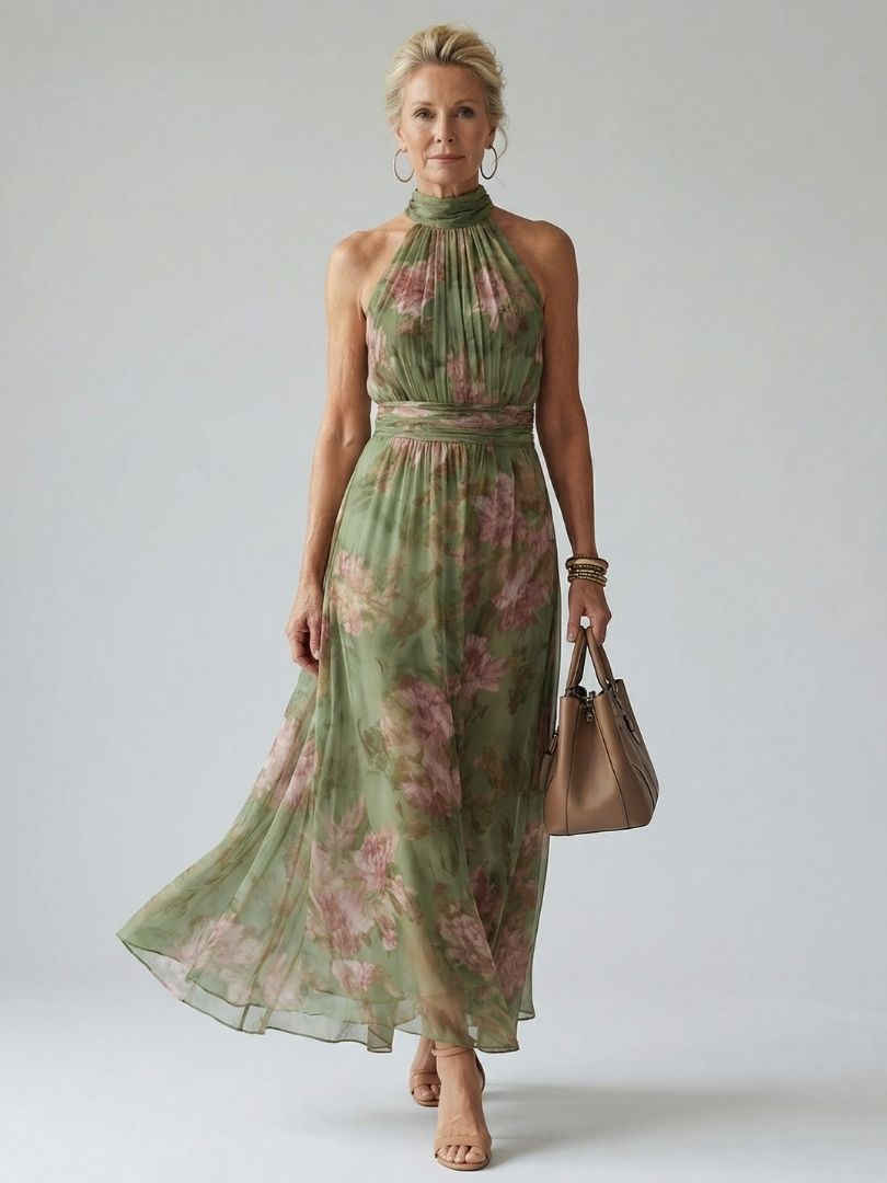 Scarlett™ - Gathered Halter Midi Dress