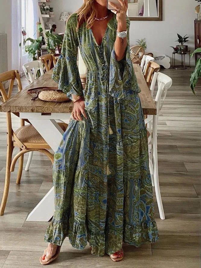 Faith™ - Bohemian V-Neck Maxi Dress