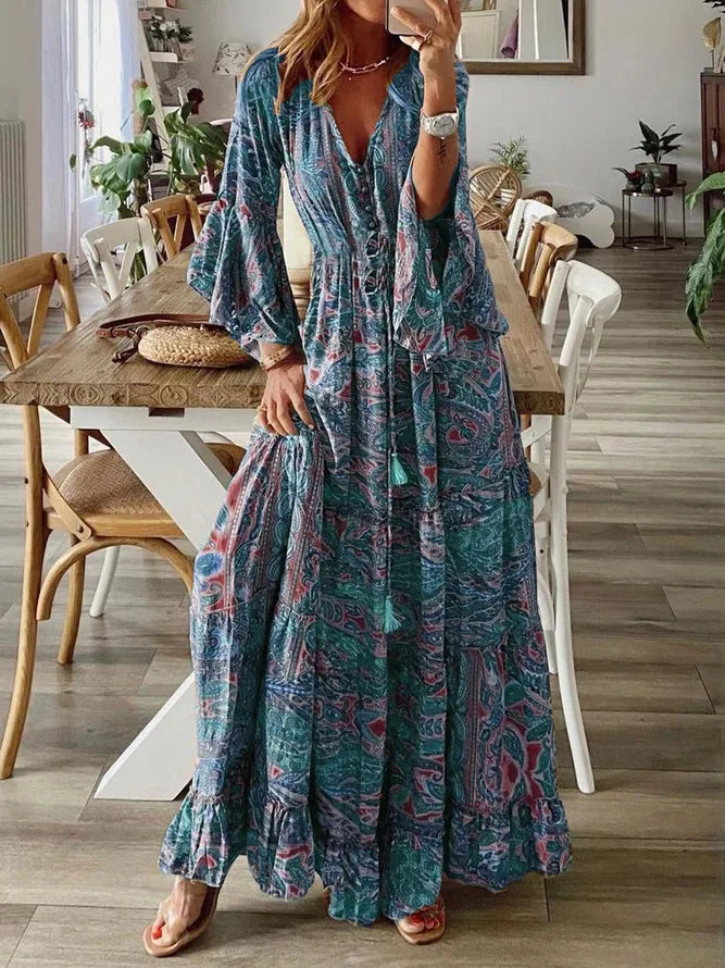 Faith™ - Bohemian V-Neck Maxi Dress