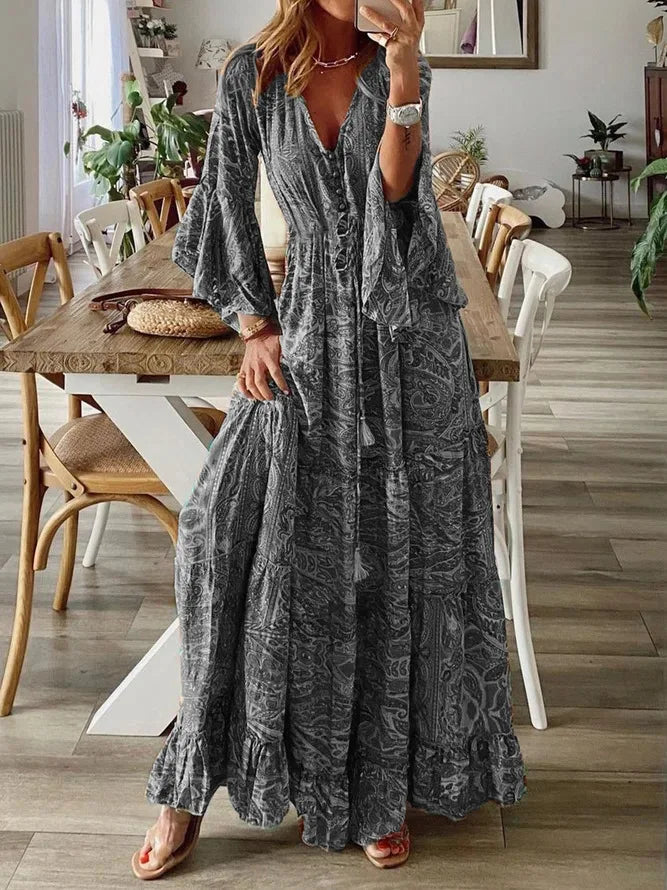 Faith™ - Bohemian V-Neck Maxi Dress