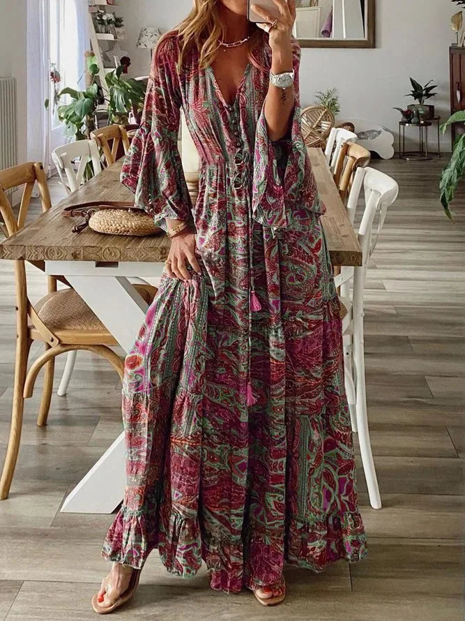 Faith™ - Bohemian V-Neck Maxi Dress