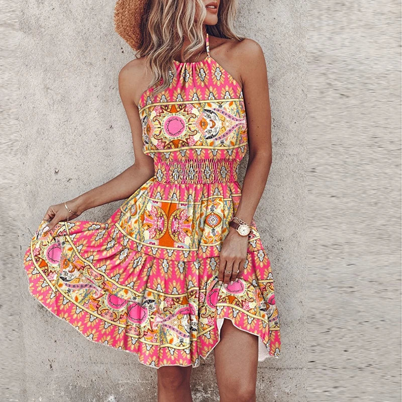 Skye™ - Colorful Bohemian V-Neck Midi Dress