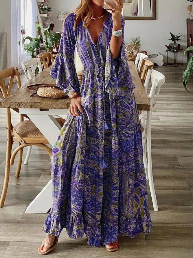 Faith™ - Bohemian V-Neck Maxi Dress