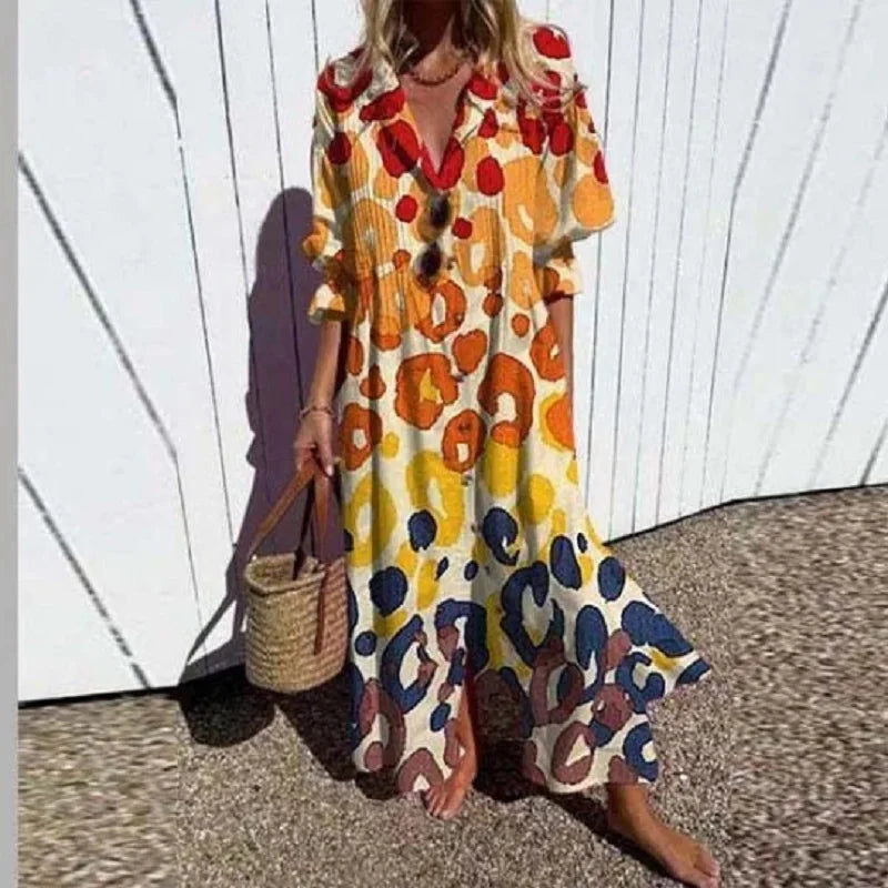 Iris™ - Boho Puff Sleeve Maxi Dress