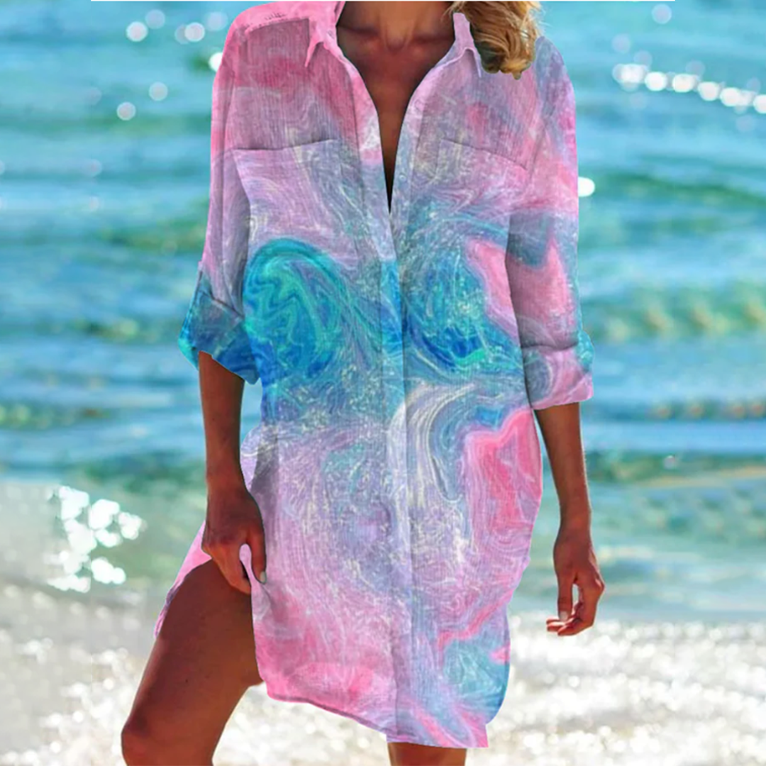 Rosa™ - Vibrant Tie-Dye Shirt Dress