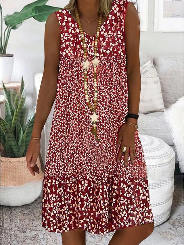 Eleanor™ - Sleeveless Floral V-Neck Dress