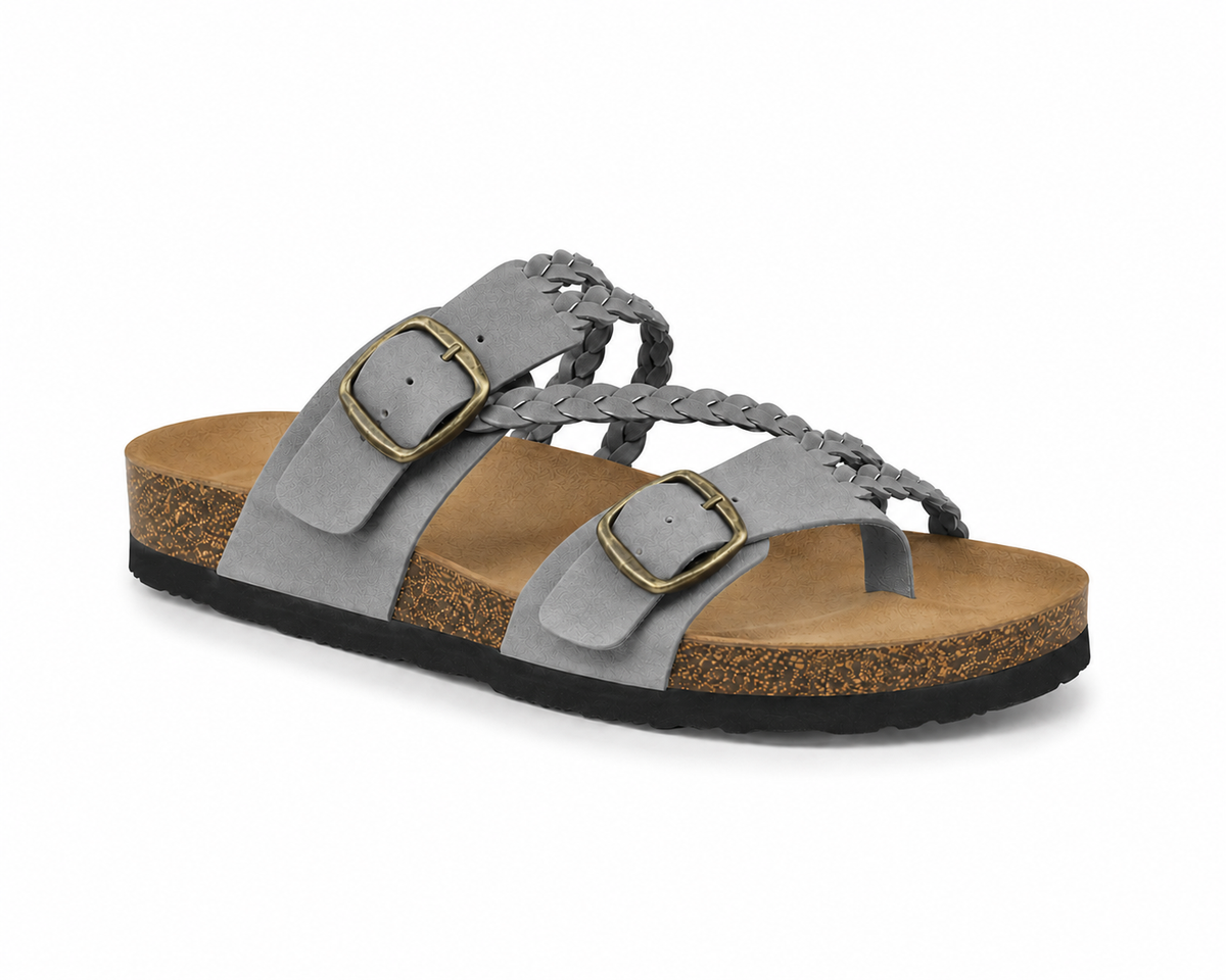 Katey™ - Braided Cork Orthopaedic Sandals – Double Buckles