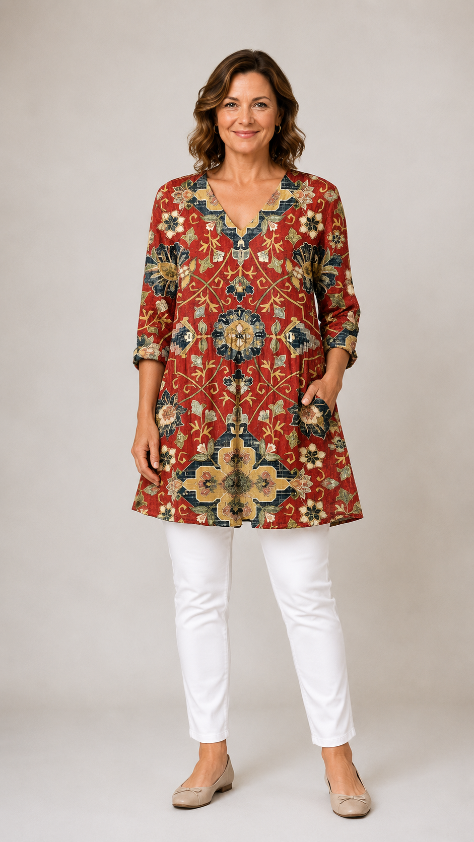 Emmalee™ - Long Blouse with V-Neck