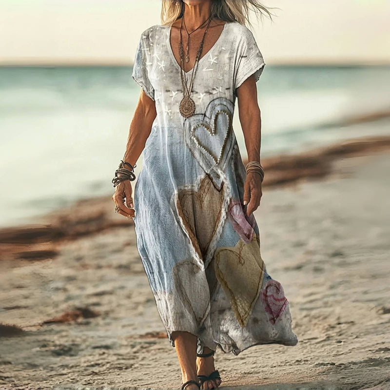 Remy™ - Vintage Dress with Heart Print