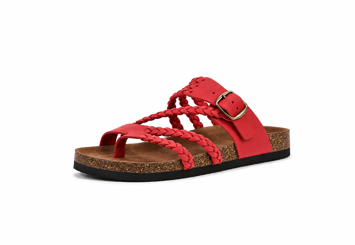 Freya™ - Braided Cork Orthopaedic Sandals - Single Buckle
