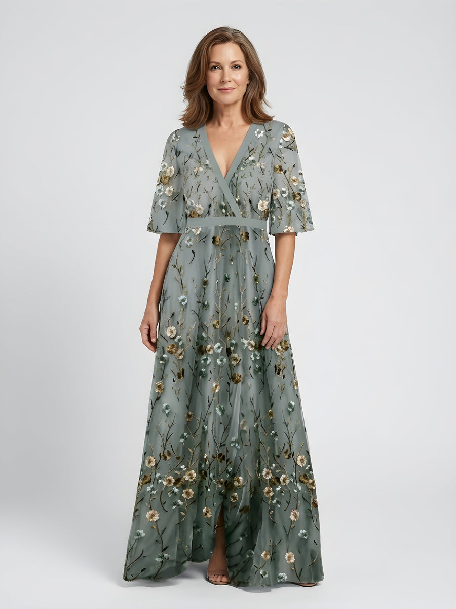 Evelyn™ - Floral V-Neck Maxi Dress