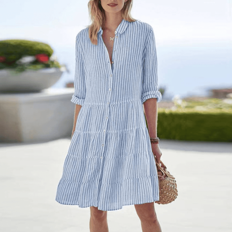 Maxine™ - Striped Summer Dress with Tummy Coverage
