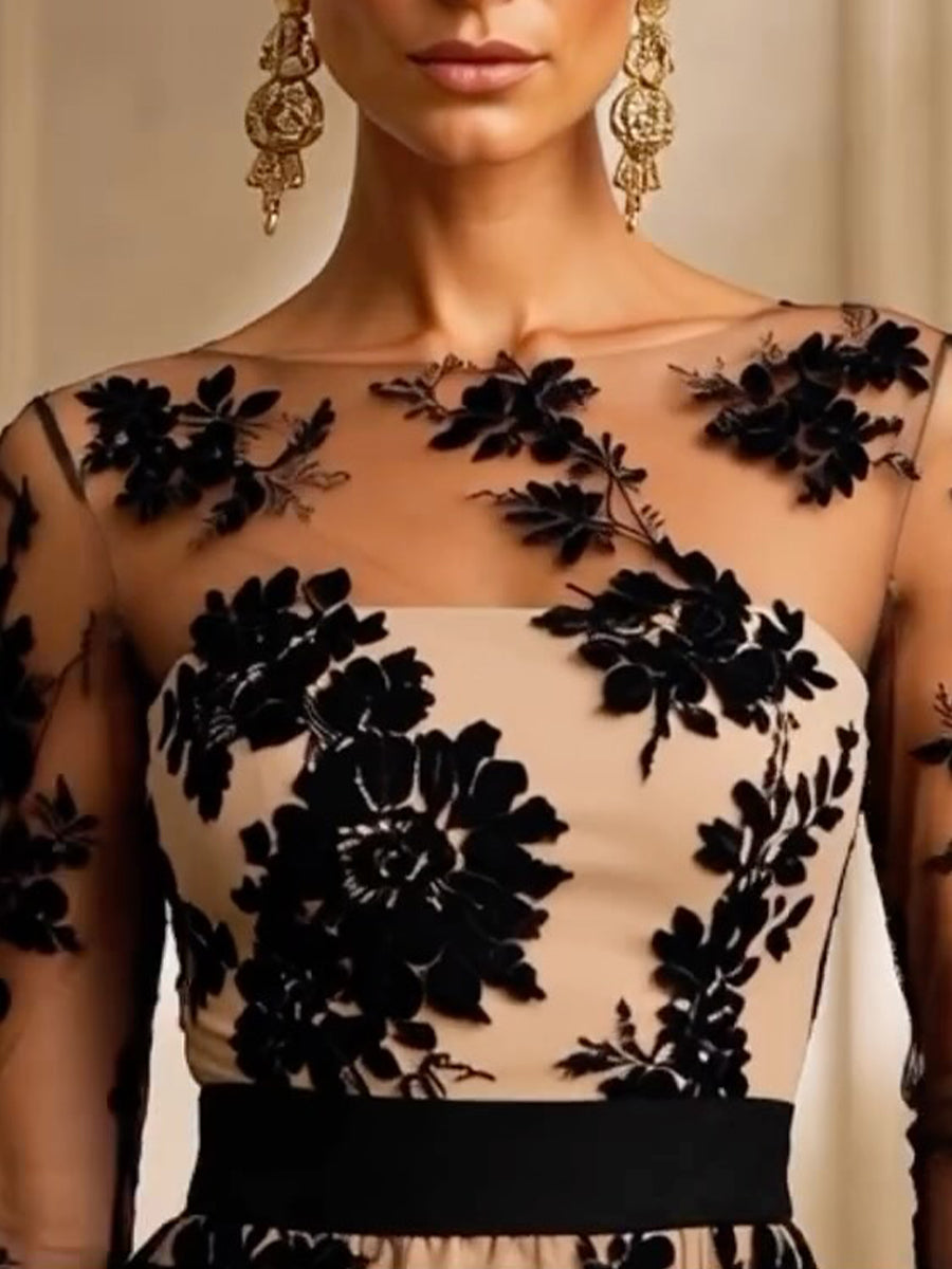 Lisa™ Floral Lace Midi Evening Dress