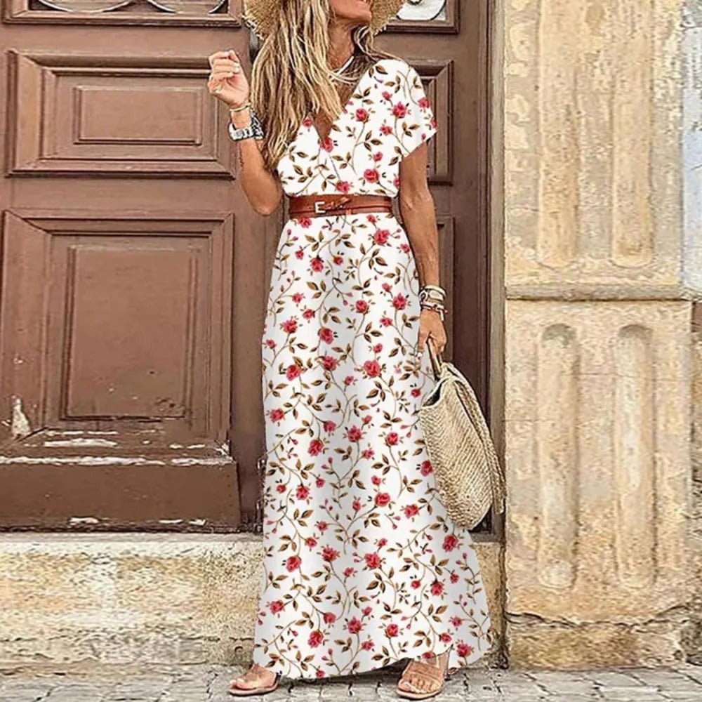 Joy™ - Boho Floral Maxi Dress with Belt