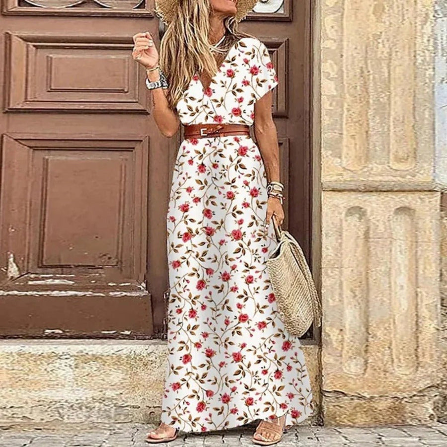 Joy™ - Boho Floral Maxi Dress with Belt