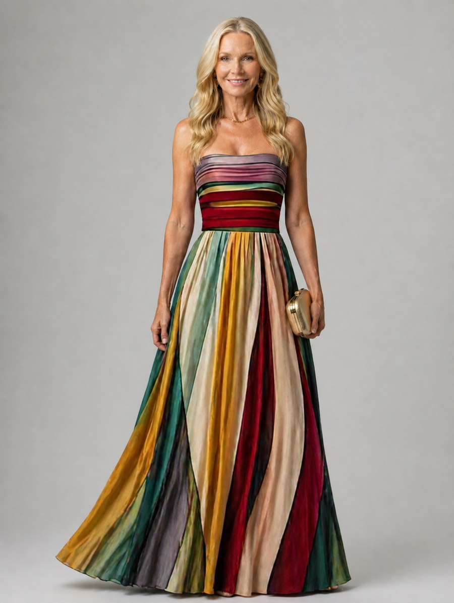 Elena™ - Elegant Strapless A-Line Dress